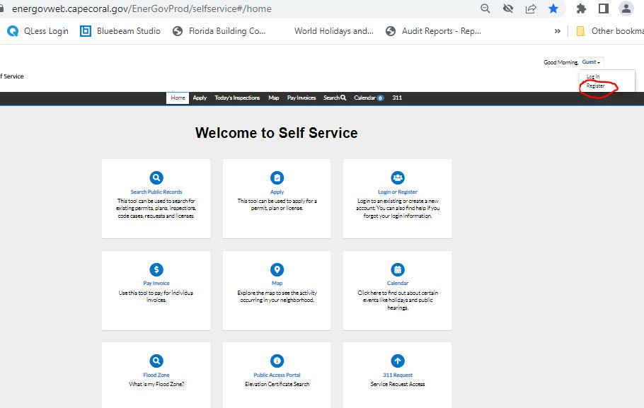 Screenshot of Energov Pre-Application Meetings Webpage